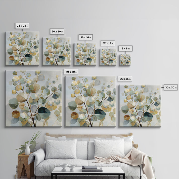 Soft Botanical Eucalyptus Print for Clean Atmosphere Canvas Print, Dental Office Art, Dental Office, Office Decor, Calm, DOA-1x1-75