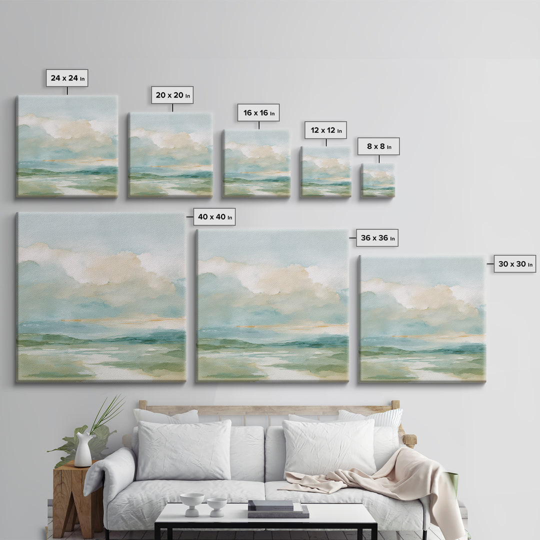 Peaceful Clouds over Open Meadow Canvas Print, Dental Office Art, Dental Office, Office Decor, Oil Painting, Calm, Room Decor, DOA-1x1-81
