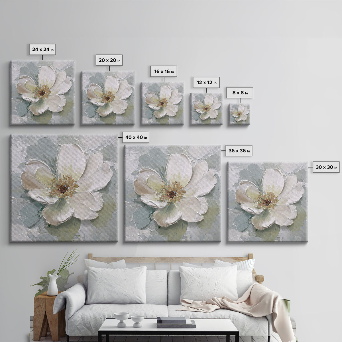 Sterile Modern Floral Painting Framed Canvas Print, Dental Office Art, Home Decor, Office Decor, Oil Painting, Calm, DOA-1x1-83