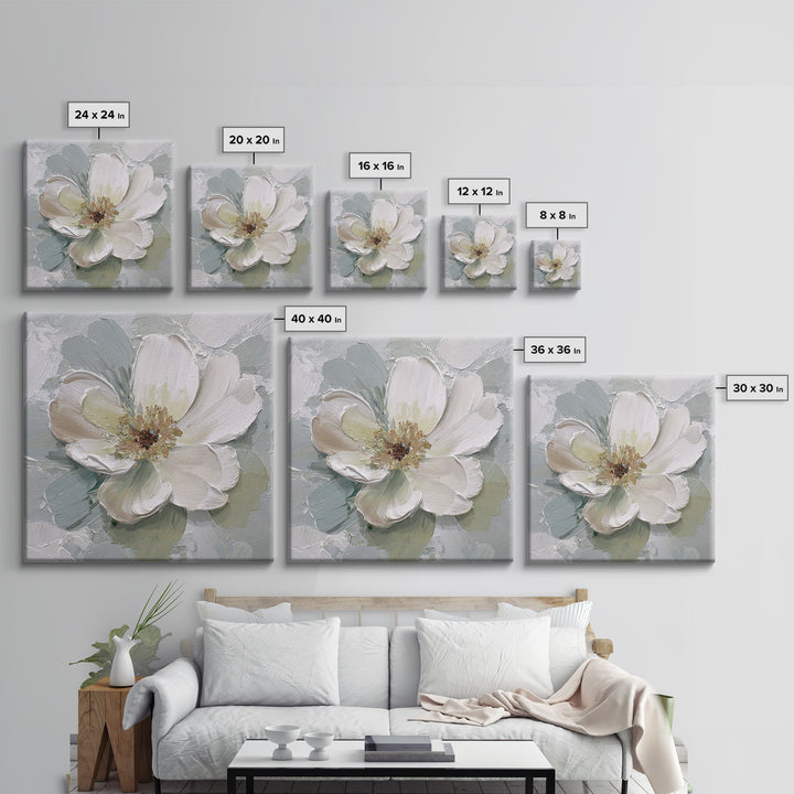 Sterile Modern Floral Painting Framed Canvas Print, Dental Office Art, Home Decor, Office Decor, Oil Painting, Calm, DOA-1x1-83