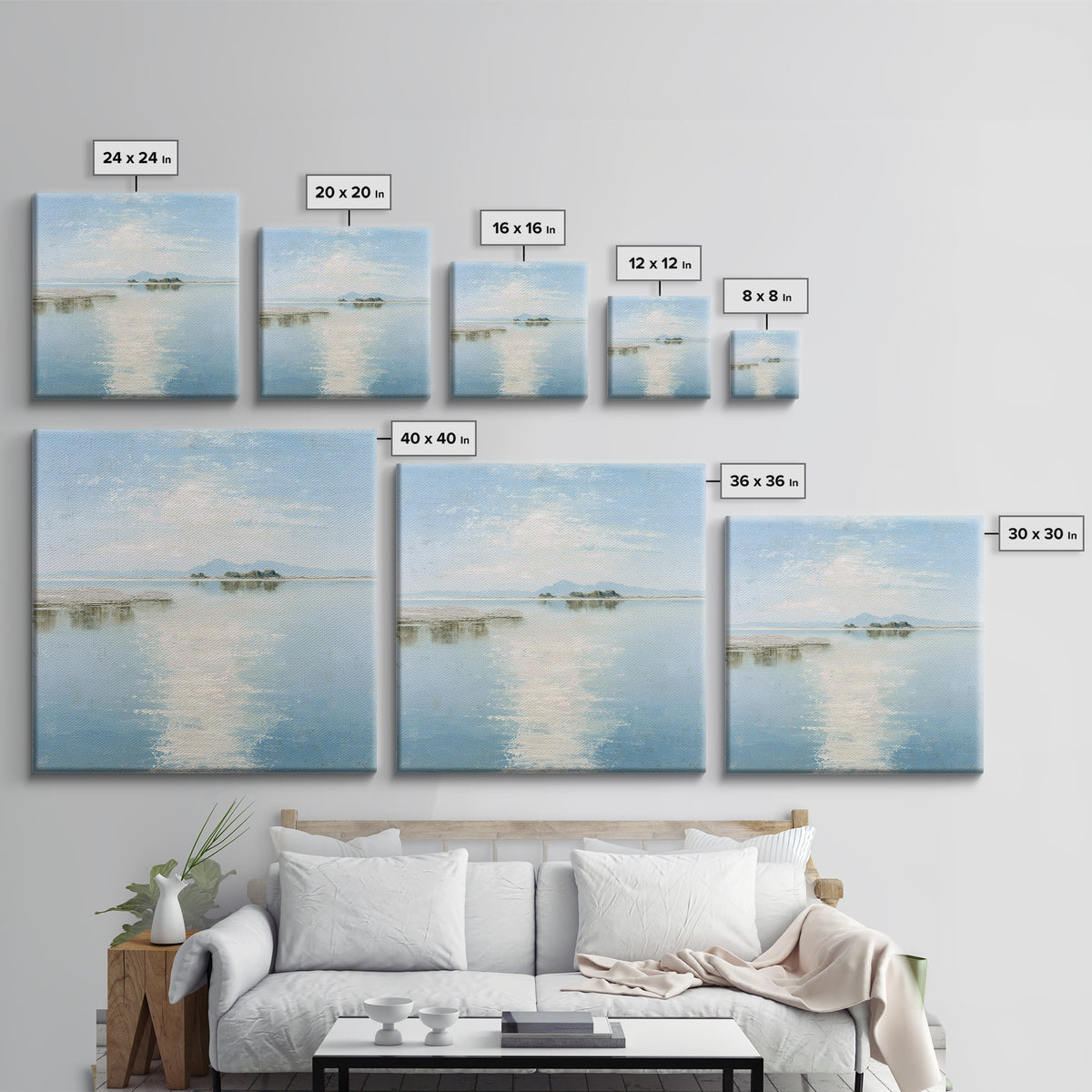 Sunlit Lake with Calming Reflections Canvas Print, Dental Office Art, Gallery Decor, Office Decor, Calm, Minimalist Decor, DOA-1x1-87