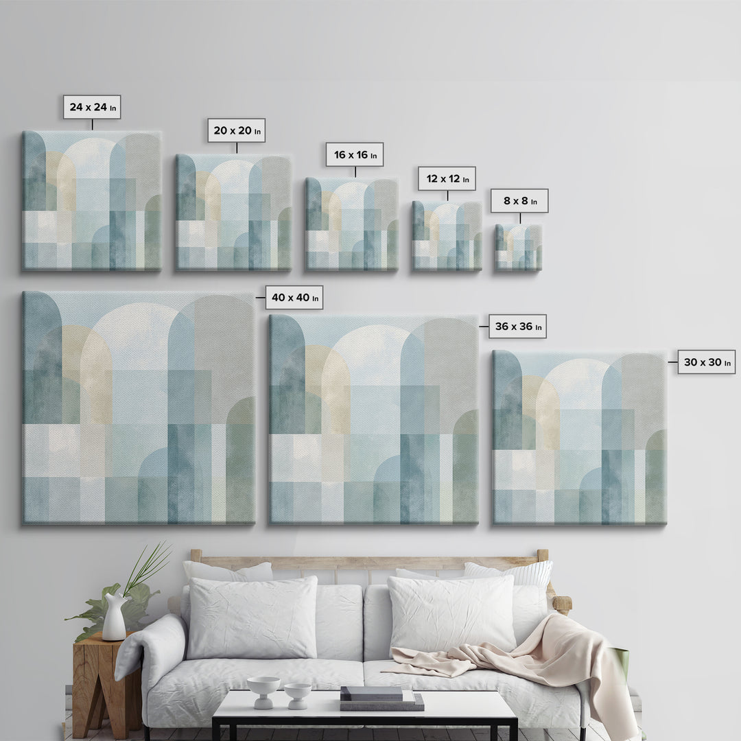 Light Scandinavian Abstract Arches Canvas Print, Dental Office Art, Science Art, Office Decor, Abstract Art, Calm, Boho Decor, DOA-1x1-89