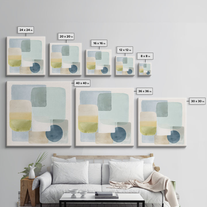 Simple Rainbow Pastel Shapes for Children Framed Canvas Print, Dental Office Art, Dental Gift, Office Decor, Abstract Art, Calm, DOA-1x1-93
