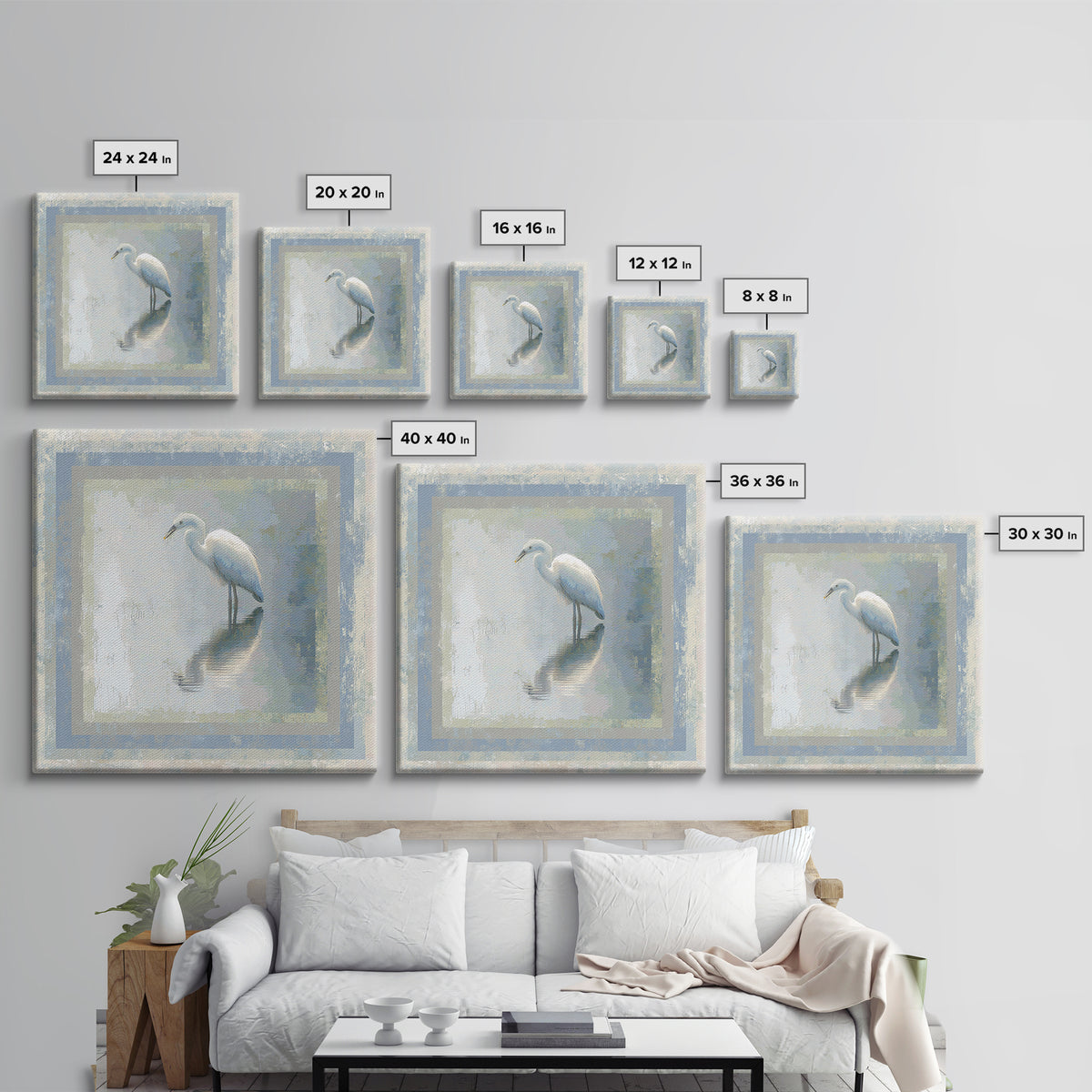 Blue Heron by Calm Marsh Water Canvas Print, Dental Office Art, Office Decor, Fine Art, Calm, Art Print, Room Decor, DOA-1x1-95