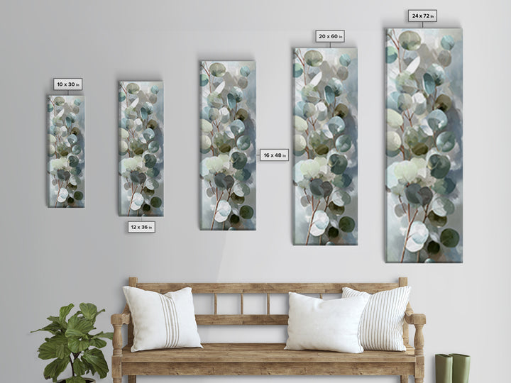 Soft Botanical Eucalyptus Print for Clean Atmosphere Framed Canvas Print, Dental Office Art, Dental Gift, Office Decor, Calm, DOA-1x3-15