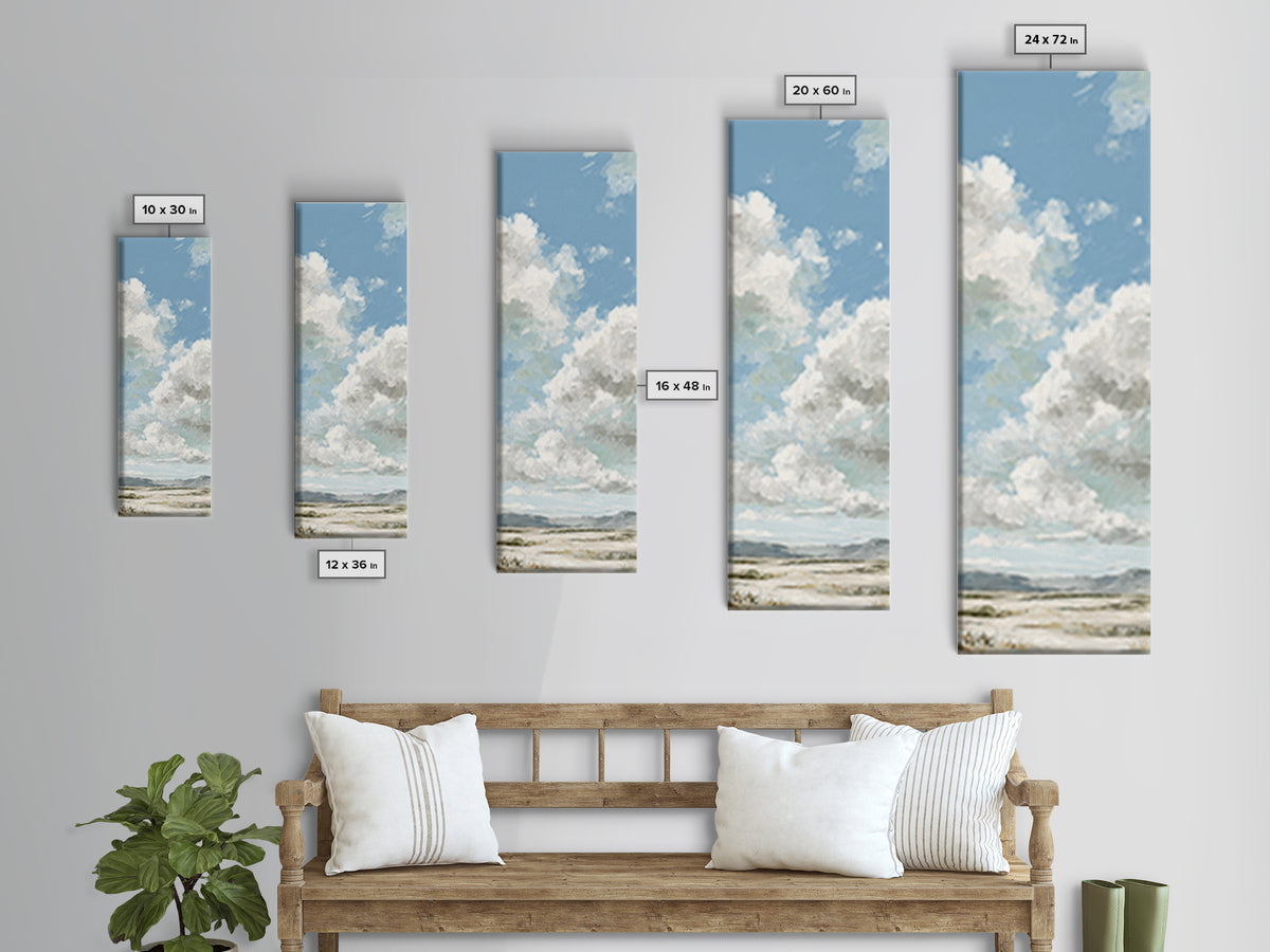 Peaceful Clouds over Open Meadow Canvas Print, Dental Office Art, Medical Office Decor, Office Decor, Fine Art, Calm, DOA-1x3-21