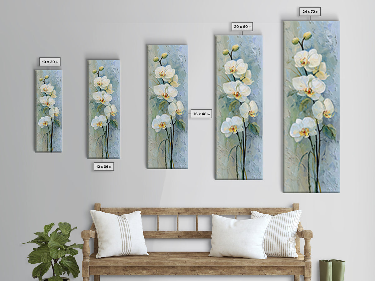 White Orchid on Stone Background Framed Canvas Print, Dental Office Art, Dentistry Art, Office Decor, Fine Art, Calm, DOA-1x3-24