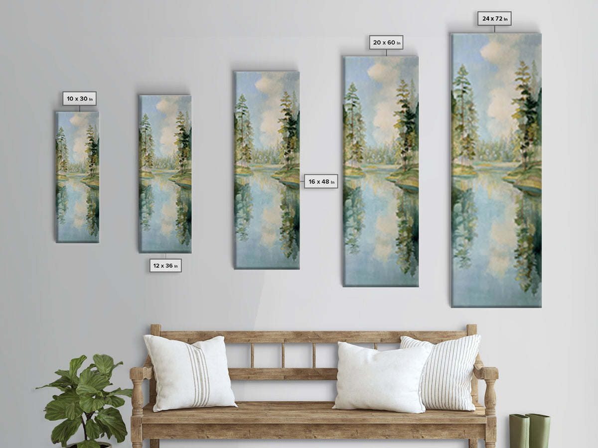 Sunlit Lake with Calming Reflections Framed Canvas Print, Dental Office Art, Dentistry Art, Office Decor, Fine Art, Calm, DOA-1x3-3