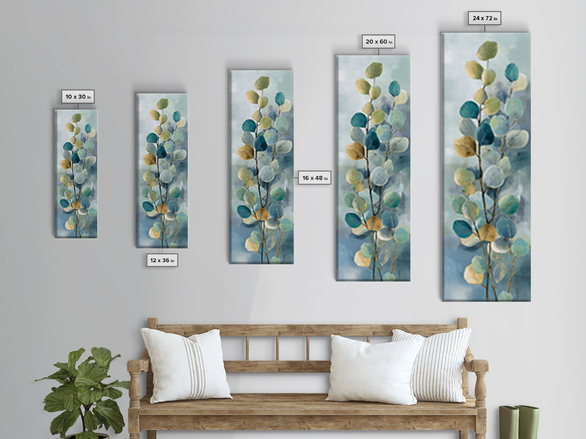 Soft Botanical Eucalyptus Print for Clean Atmosphere Canvas Print, Dental Office Art, Gallery Decor, Office Decor, Oil Painting, DOA-1x3-39