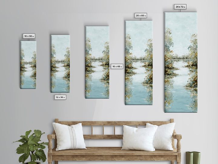 Sunlit Lake with Calming Reflections Canvas Print, Dental Office Art, Art Print, Office Decor, Fine Art, Calm, Unique Wall Art, DOA-1x3-51