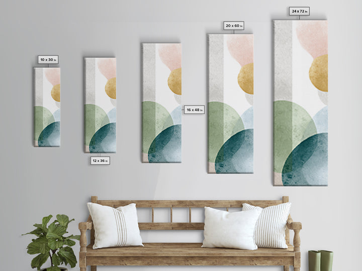 Simple Rainbow Pastel Shapes for Children Canvas Print, Dental Office Art, Dental Decor, Office Decor, Fine Art, Calm, DOA-1x3-57