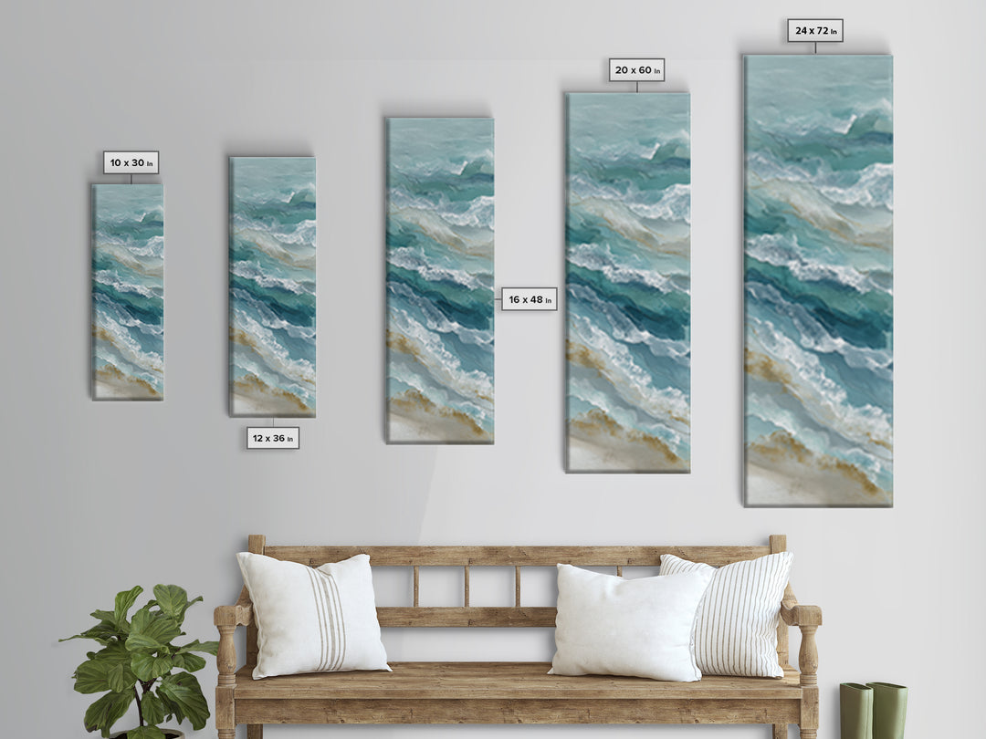 Calming Abstract Ocean Waves Framed Canvas Print, Dental Office Art, Dentist Art, Office Decor, Fine Art, Calm, Luxury Decor, DOA-1x3-61