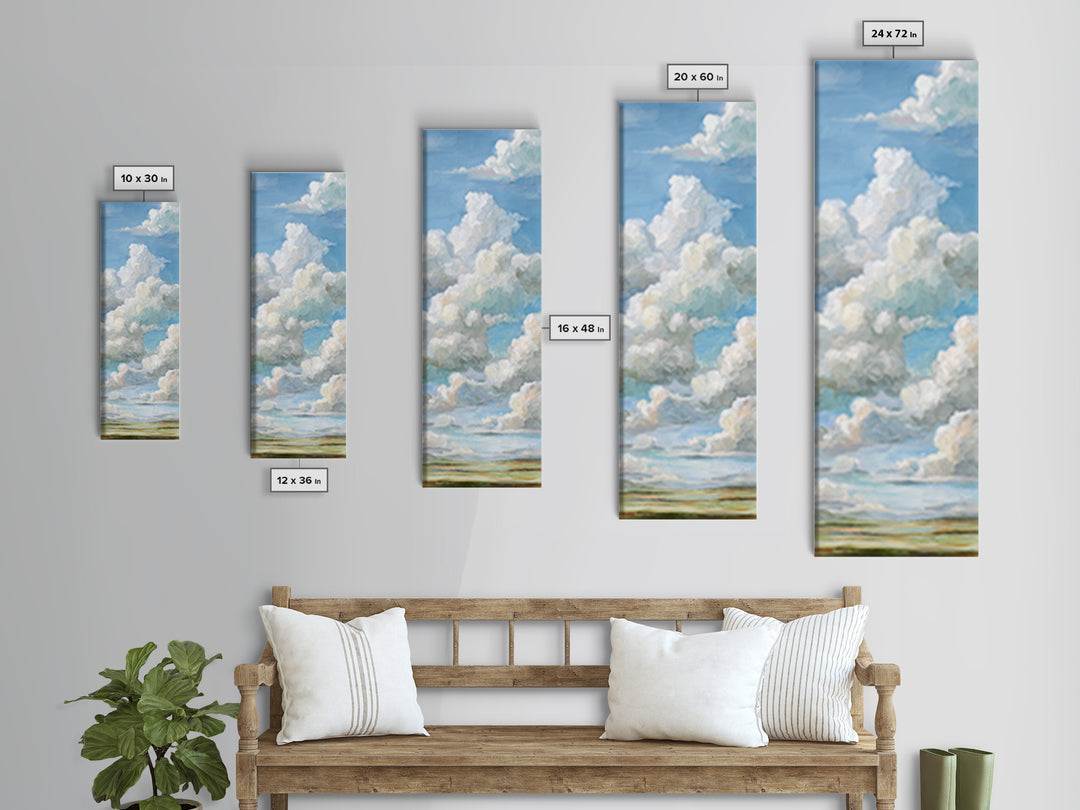Peaceful Clouds over Open Meadow Framed Canvas Print, Dental Office Art, Dentistry Art, Office Decor, Fine Art, Calm, DOA-1x3-69
