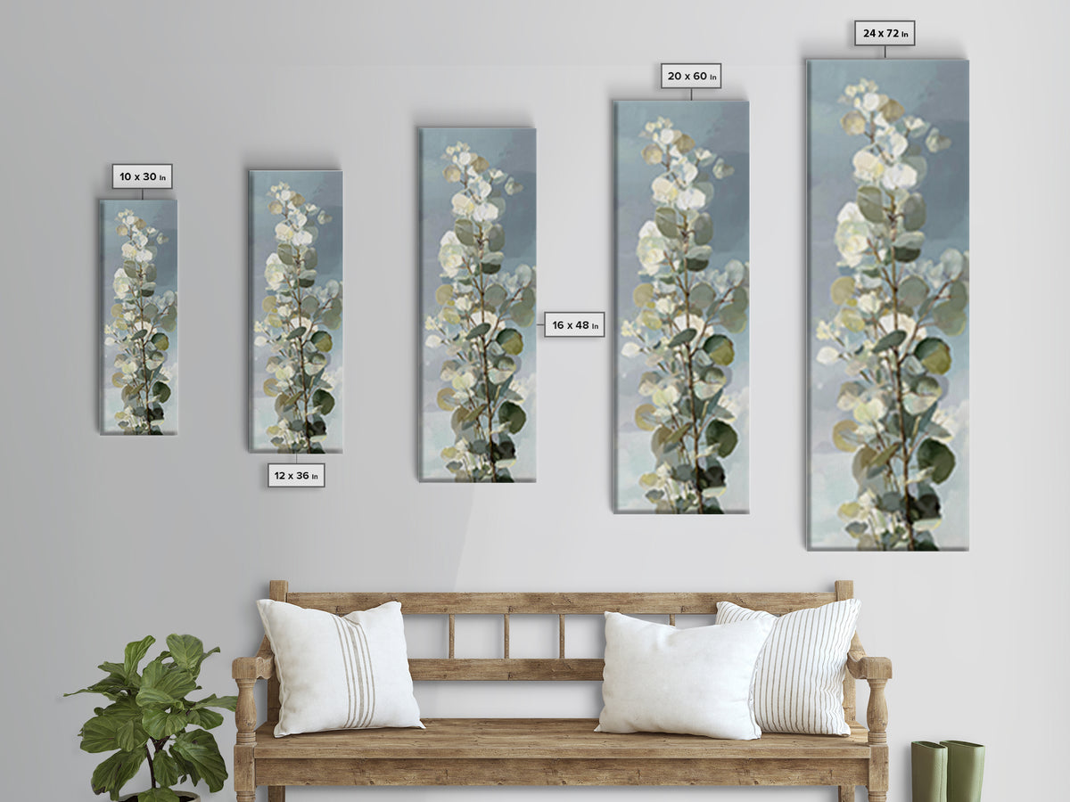 Soft Botanical Eucalyptus Print for Clean Atmosphere Canvas Print, Dental Office Art, Printable Wall Art, Office Decor, Calm, DOA-1x3-87