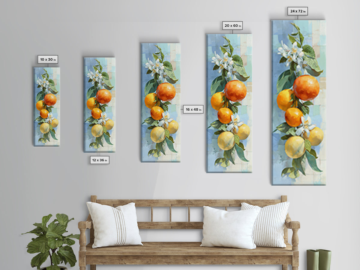 Fresh Citrus and Mint Still Life Framed Canvas Print, Dental Office Art, Office Decor, Oil Painting, Calm, Medical Art, DOA-1x3-91