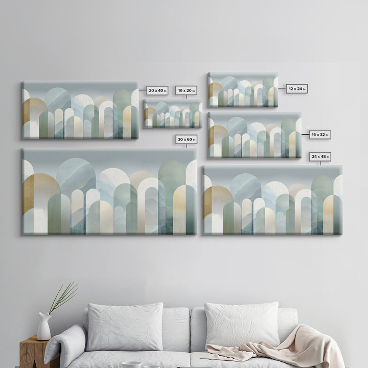 Light Scandinavian Abstract Arches Framed Canvas Print, Dental Office Art, Home Decor, Office Decor, Abstract Art, Calm, DOA-2x1-13