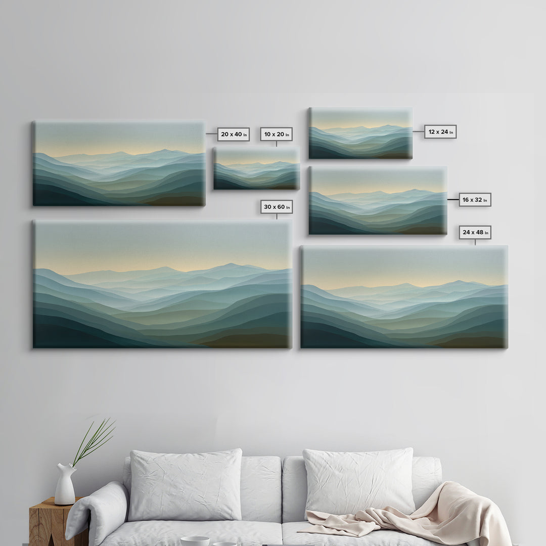 Soft Gradient Sunrise Framed Canvas Print, Dental Office Art, Neutral Decor, Office Decor, Fine Art, Calm, Wall Art, Poster, DOA-2x1-16