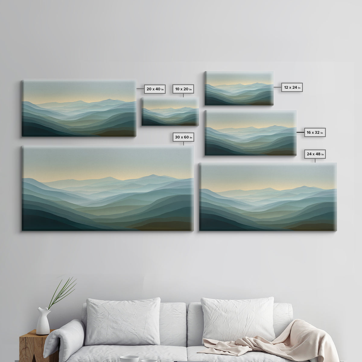 Soft Gradient Sunrise Framed Canvas Print, Dental Office Art, Neutral Decor, Office Decor, Fine Art, Calm, Wall Art, Poster, DOA-2x1-16