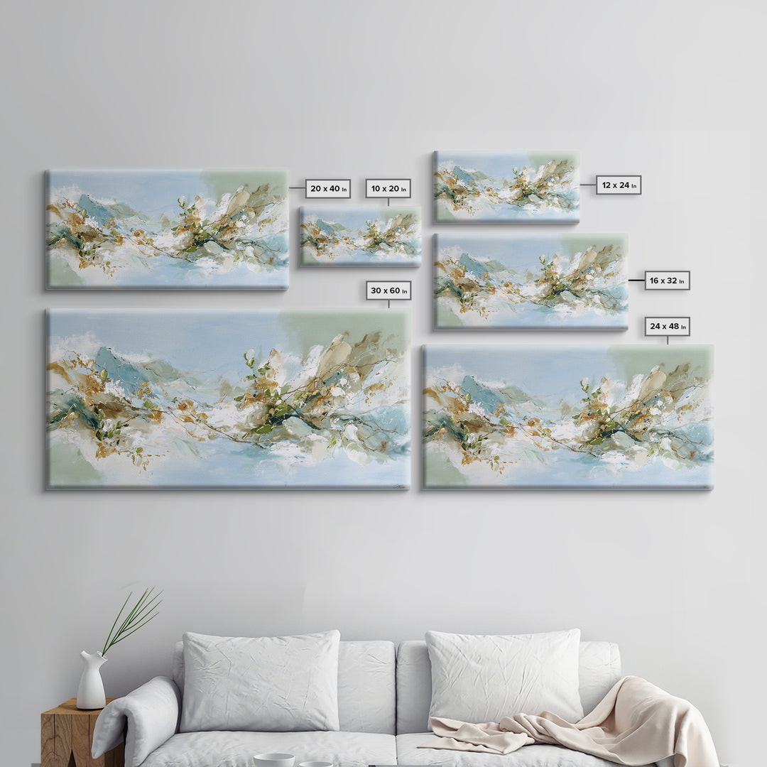 Gentle Mountain Landscape Framed Canvas Print, Dental Office Art, Room Decor, Office Decor, Oil Painting, Calm, DOA-2x1-24