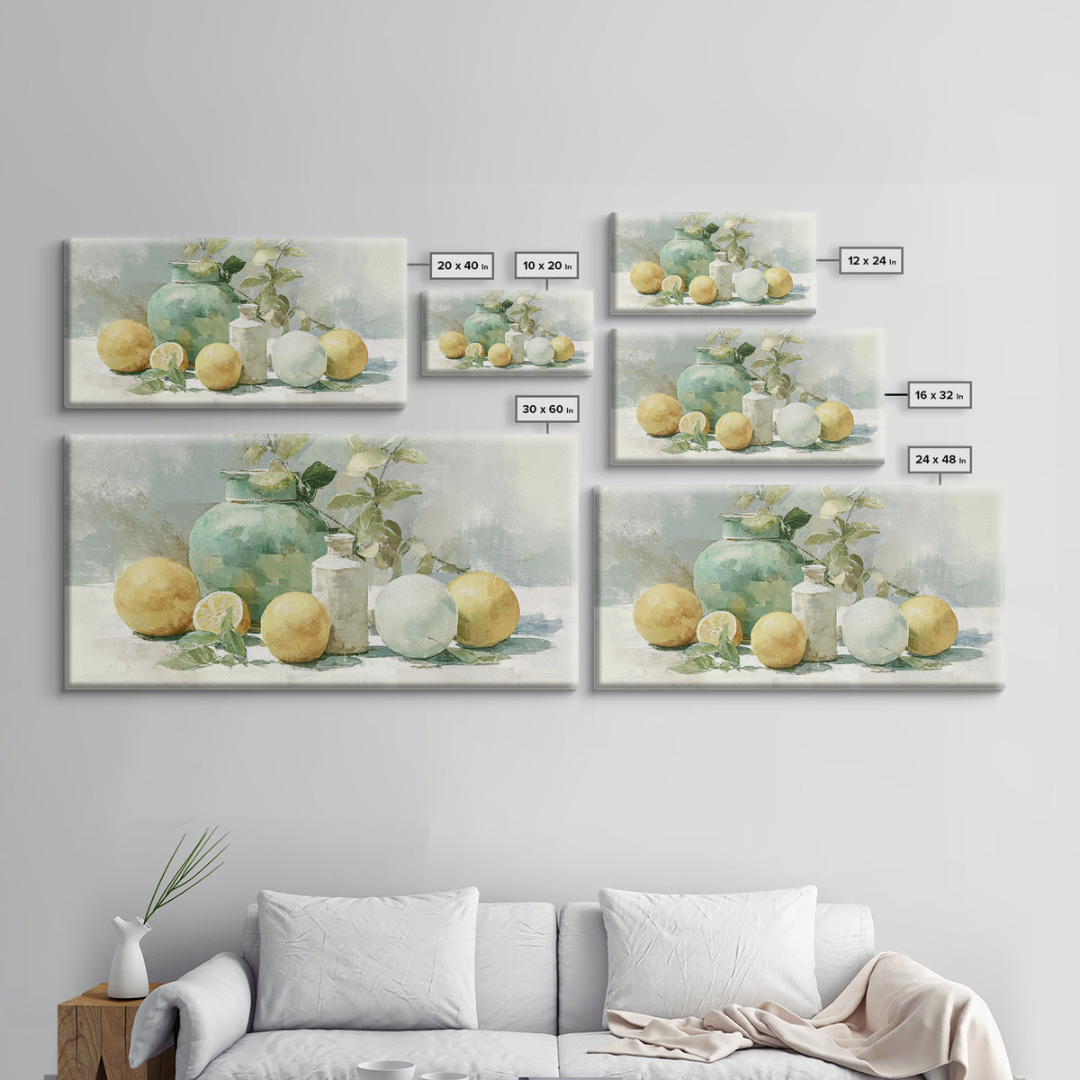 Fresh Citrus and Mint Still Life Framed Canvas Print, Dental Office Art, Medical Office Art, Office Decor, Oil Painting, Calm, DOA-2x1-27