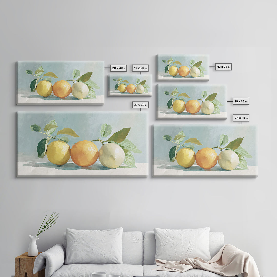 Fresh Citrus and Mint Still Life Framed Canvas Print, Dental Office Art, Unique Wall Art, Office Decor, Fine Art, Calm, DOA-2x1-3