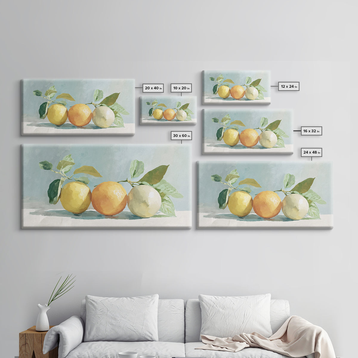Fresh Citrus and Mint Still Life Framed Canvas Print, Dental Office Art, Unique Wall Art, Office Decor, Fine Art, Calm, DOA-2x1-3