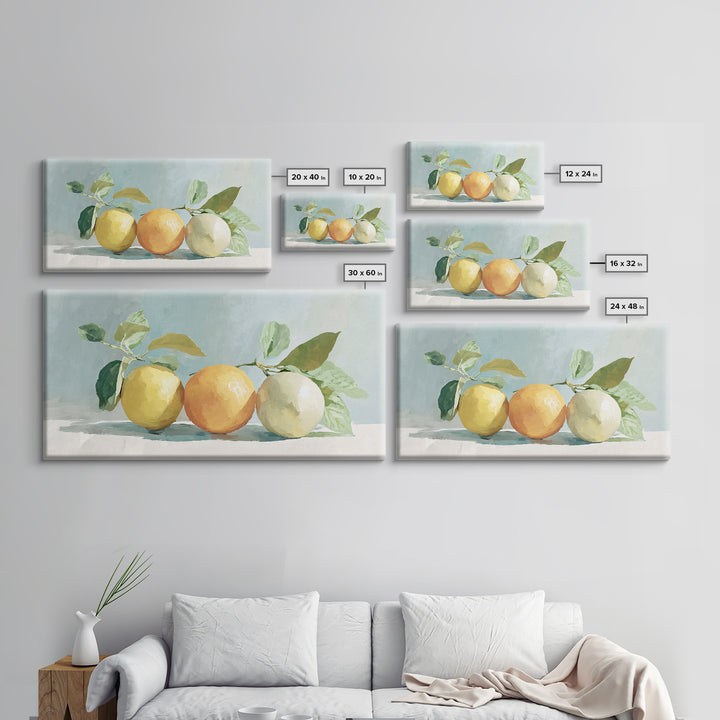 Fresh Citrus and Mint Still Life Framed Canvas Print, Dental Office Art, Unique Wall Art, Office Decor, Fine Art, Calm, DOA-2x1-3