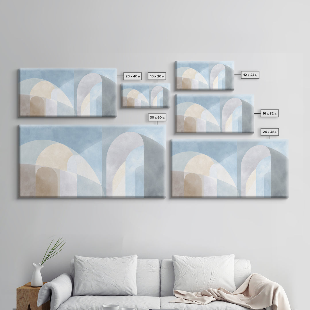 Light Scandinavian Abstract Arches Framed Canvas Print, Dental Office Art, Home Decor, Office Decor, Abstract Art, Calm, DOA-2x1-37