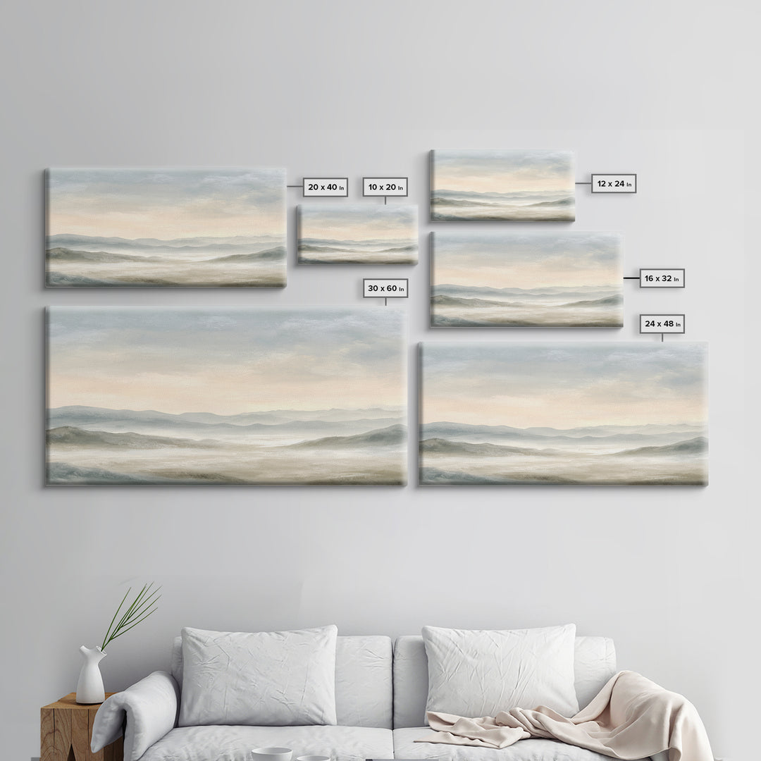 Soft Gradient Sunrise Framed Canvas Print, Dental Office Art, Contemporary Art, Office Decor, Fine Art, Calm, Dental Wall Art, DOA-2x1-40