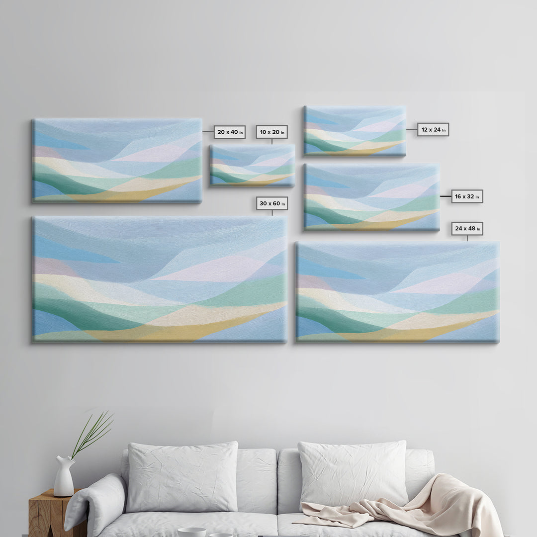 Simple Rainbow Pastel Shapes for Children Canvas Print, Dental Office Art, Gallery Decor, Office Decor, Abstract Art, Calm, DOA-2x1-41