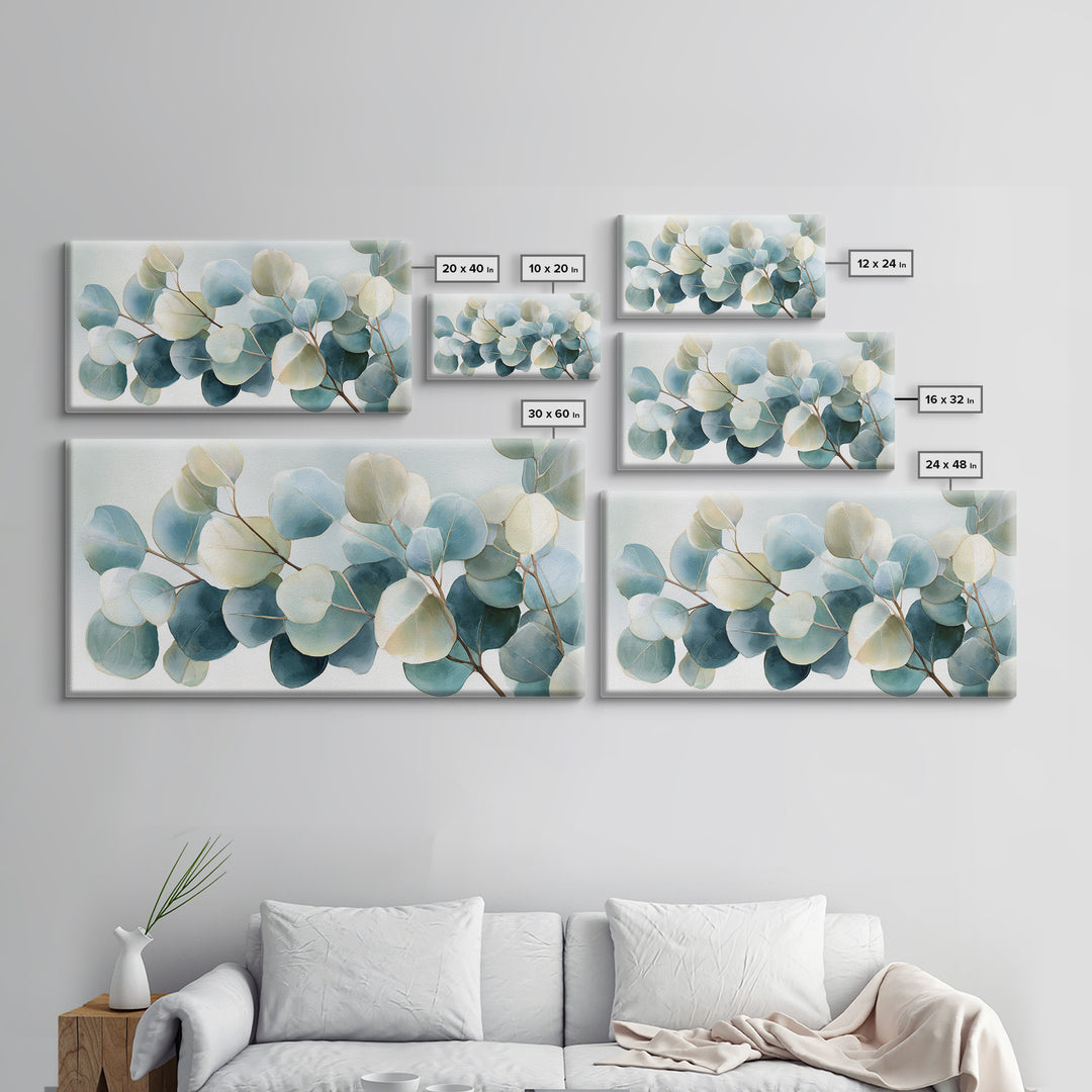 Soft Botanical Eucalyptus Print for Clean Atmosphere Canvas Print, Dental Office Art, Office Wall Art, Office Decor, Calm, DOA-2x1-47