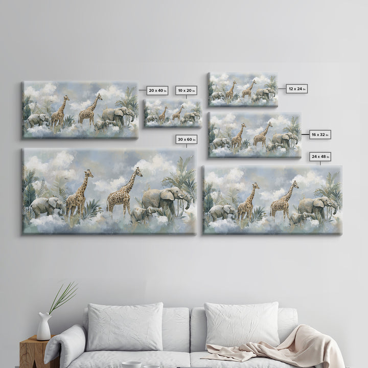 Happy Jungle Animals Canvas Print, Dental Office Art, Statement Artwork, Office Decor, Fine Art, Calm, Printable Wall Art, DOA-2x1-58