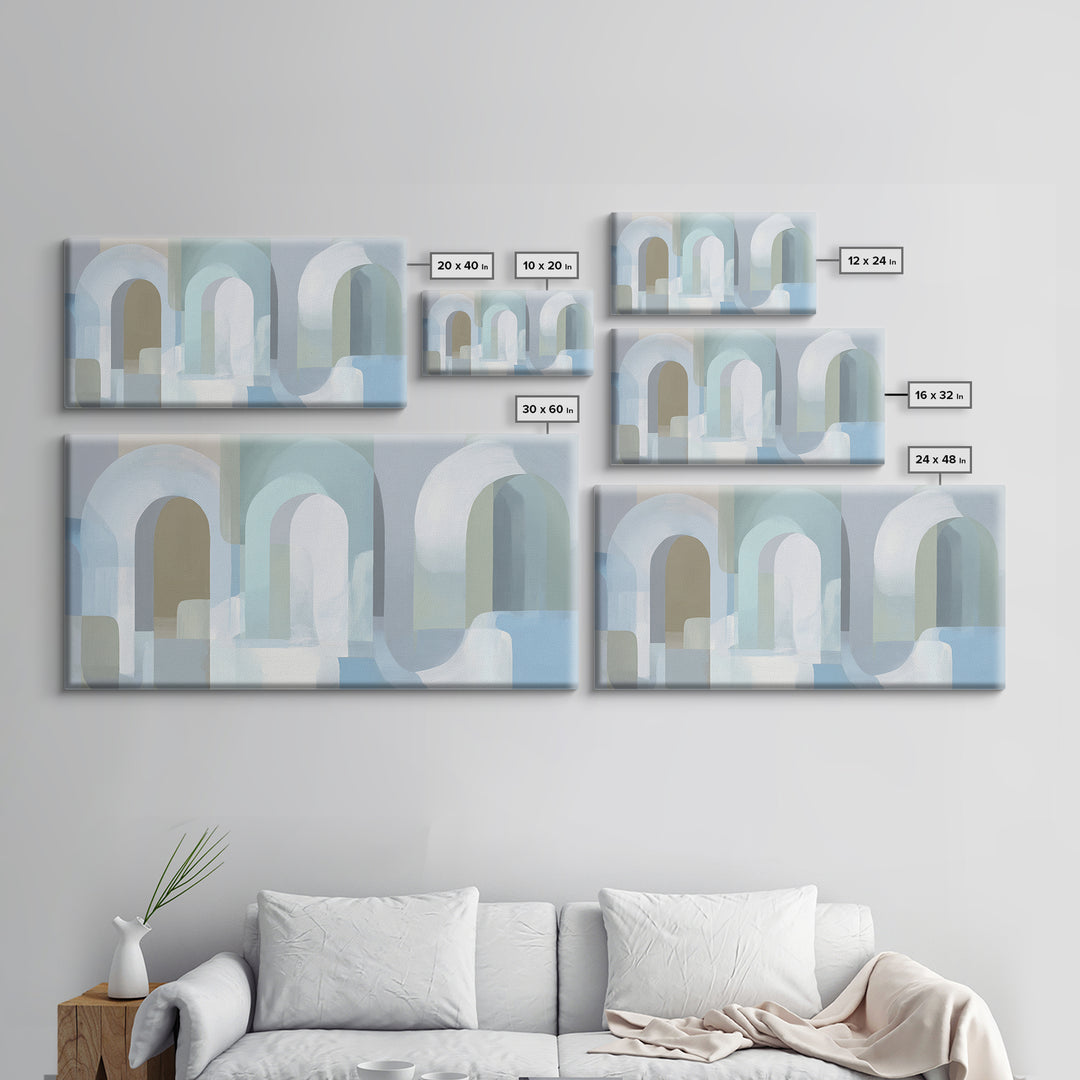 Light Scandinavian Abstract Arches Canvas Print, Dental Office Art, Statement Artwork, Office Decor, Abstract Art, Calm, DOA-2x1-61
