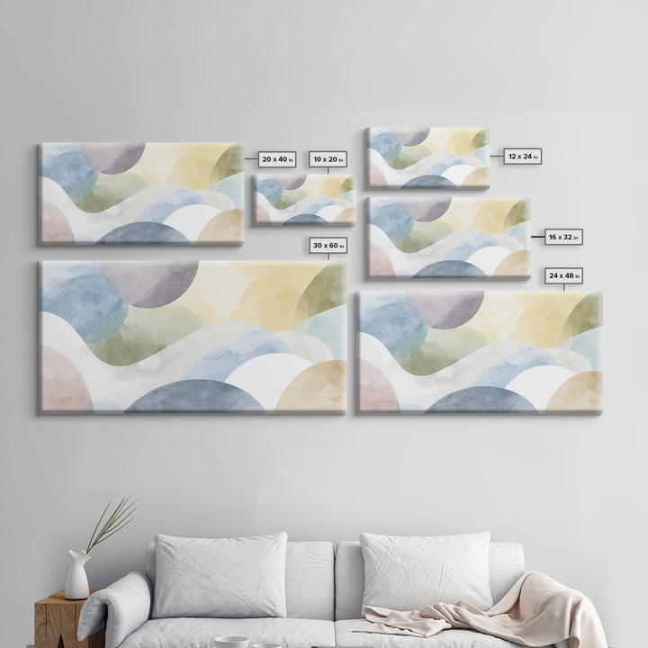 Simple Rainbow Pastel Shapes for Children Framed Canvas Print, Dental Office Art, Boho Decor, Office Decor, Fine Art, Calm, DOA-2x1-65