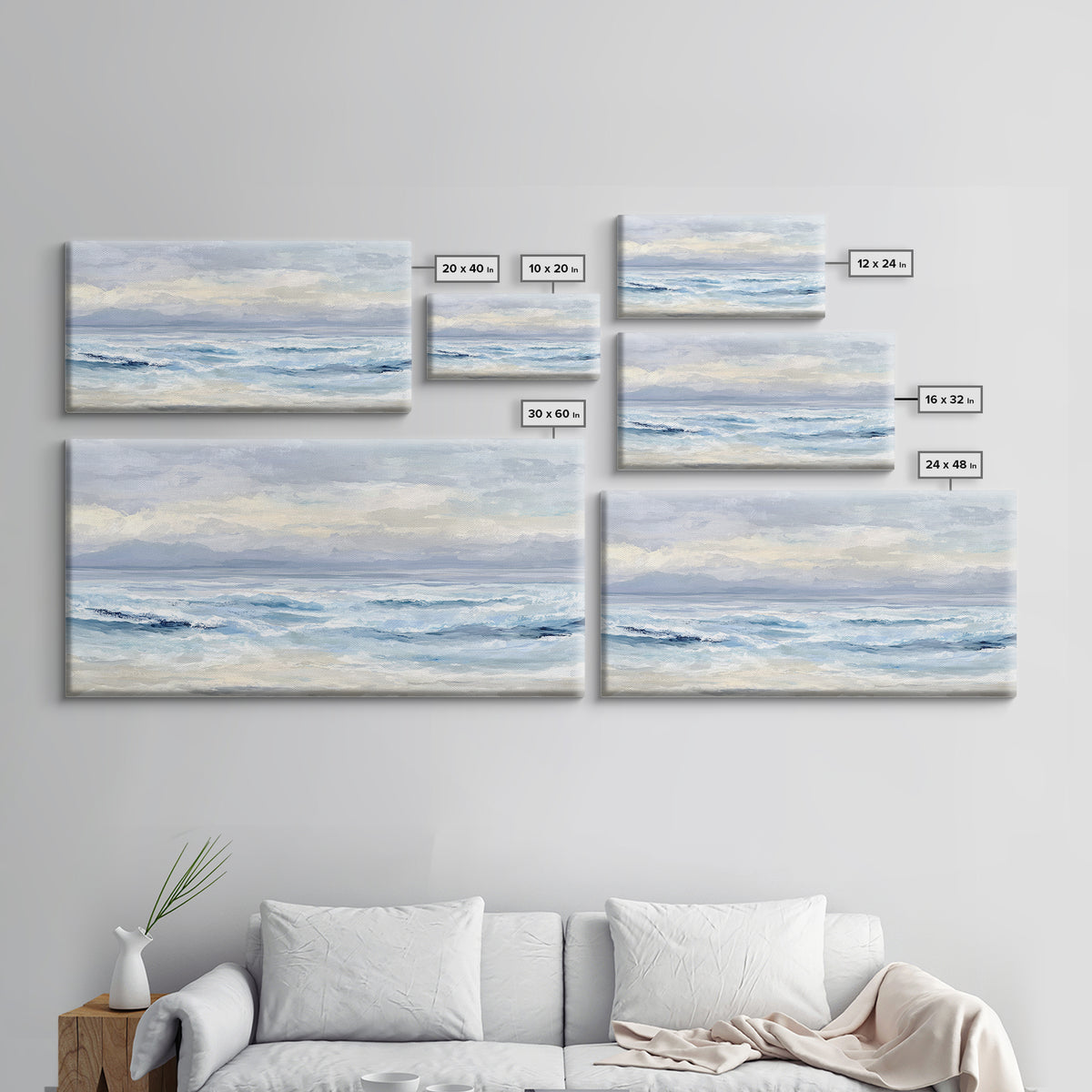 Calming Abstract Ocean Waves Canvas Print, Dental Office Art, Minimalist Decor, Office Decor, Calm, Motivational Poster, DOA-2x1-69