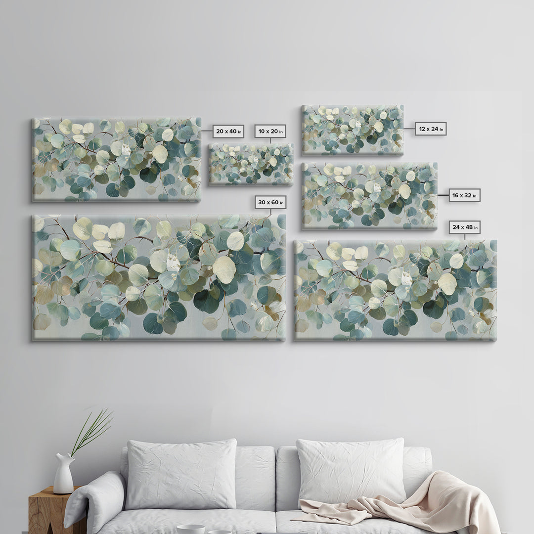 Soft Botanical Eucalyptus Print for Clean Atmosphere Canvas Print, Dental Office Art, Medical Office Decor, Office Decor, Calm, DOA-2x1-71