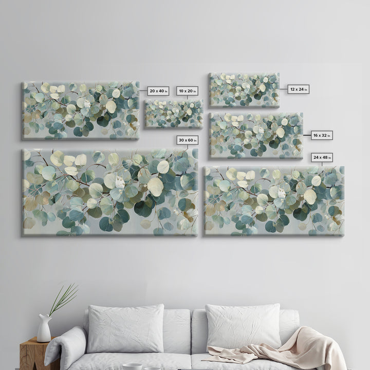 Soft Botanical Eucalyptus Print for Clean Atmosphere Canvas Print, Dental Office Art, Medical Office Decor, Office Decor, Calm, DOA-2x1-71