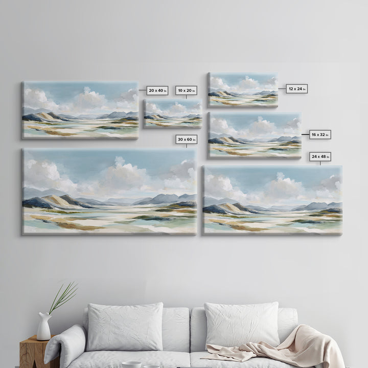 Gentle Mountain Landscape Framed Canvas Print, Dental Office Art, Unique Wall Art, Office Decor, Calm, Dental Assistant, DOA-2x1-72