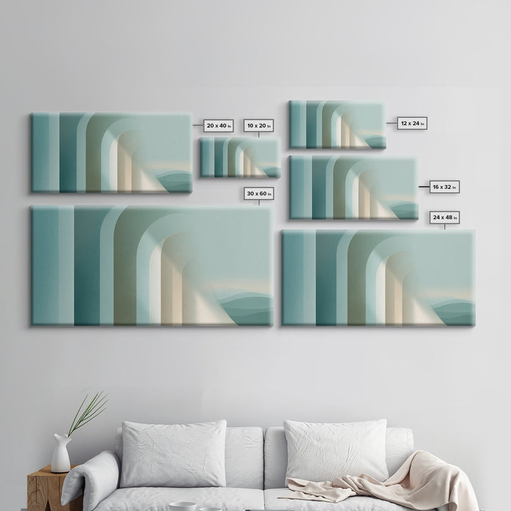Light Scandinavian Abstract Arches Framed Canvas Print, Dental Office Art, Textured Painting, Office Decor, Fine Art, Calm, DOA-2x1-85