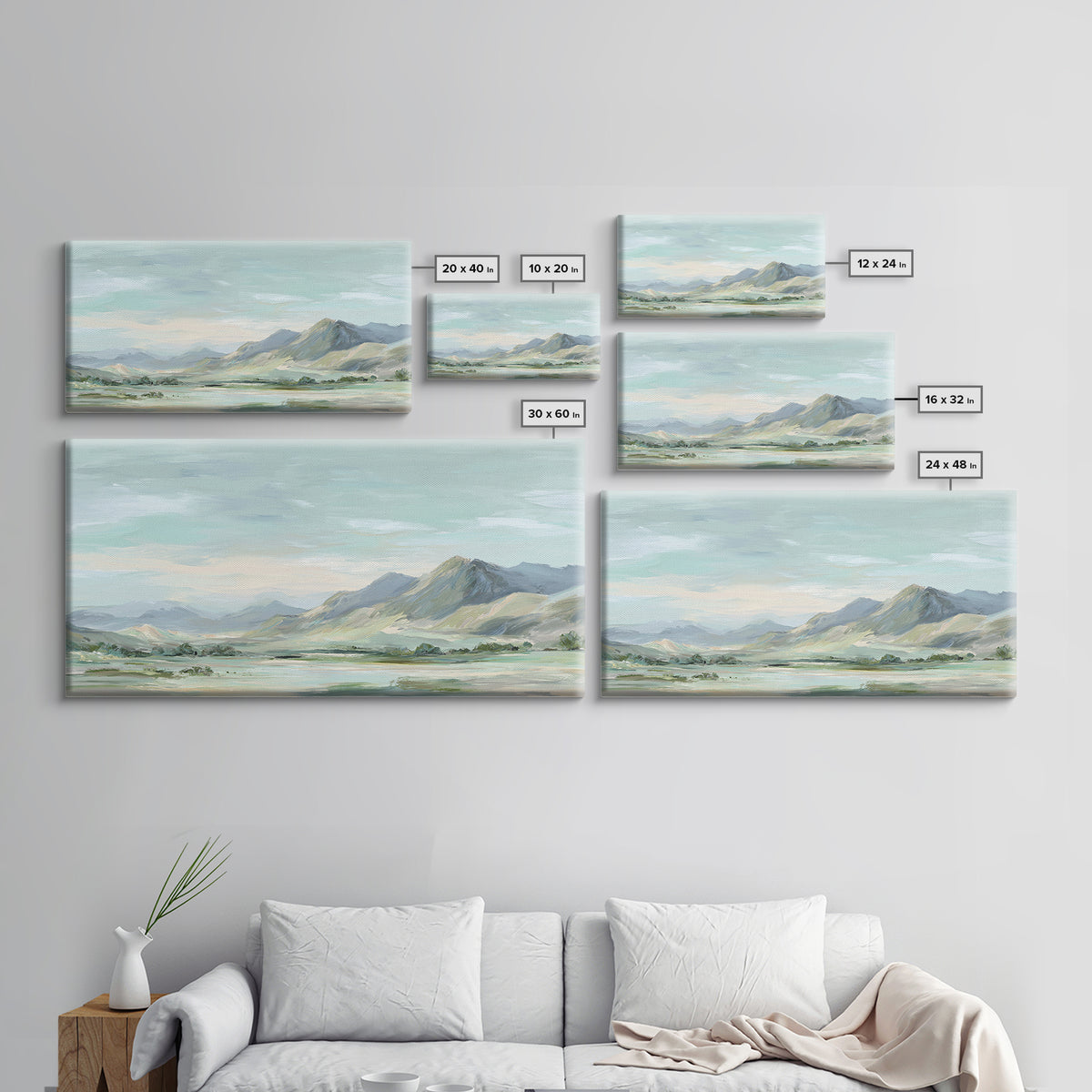 Gentle Mountain Landscape Framed Canvas Print, Dental Office Art, Medical Decor, Office Decor, Fine Art, Calm, Home Decor, DOA-2x1-96