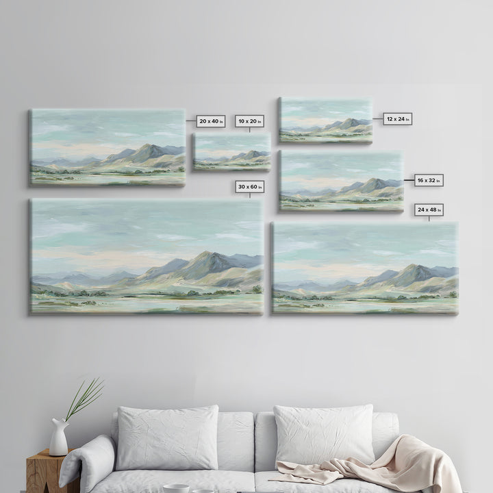 Gentle Mountain Landscape Framed Canvas Print, Dental Office Art, Medical Decor, Office Decor, Fine Art, Calm, Home Decor, DOA-2x1-96