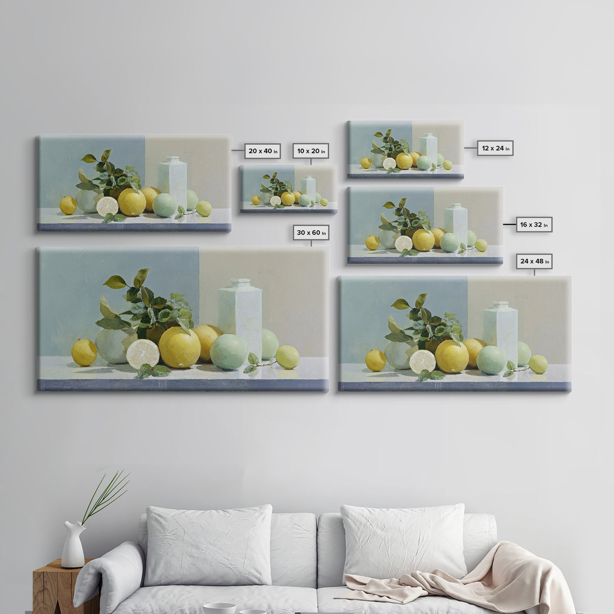 Fresh Citrus and Mint Still Life Framed Canvas Print, Dental Office Art, Unique Wall Art, Office Decor, Fine Art, Calm, DOA-2x1-99