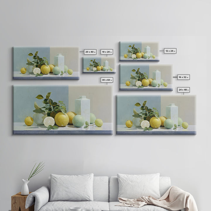 Fresh Citrus and Mint Still Life Framed Canvas Print, Dental Office Art, Unique Wall Art, Office Decor, Fine Art, Calm, DOA-2x1-99