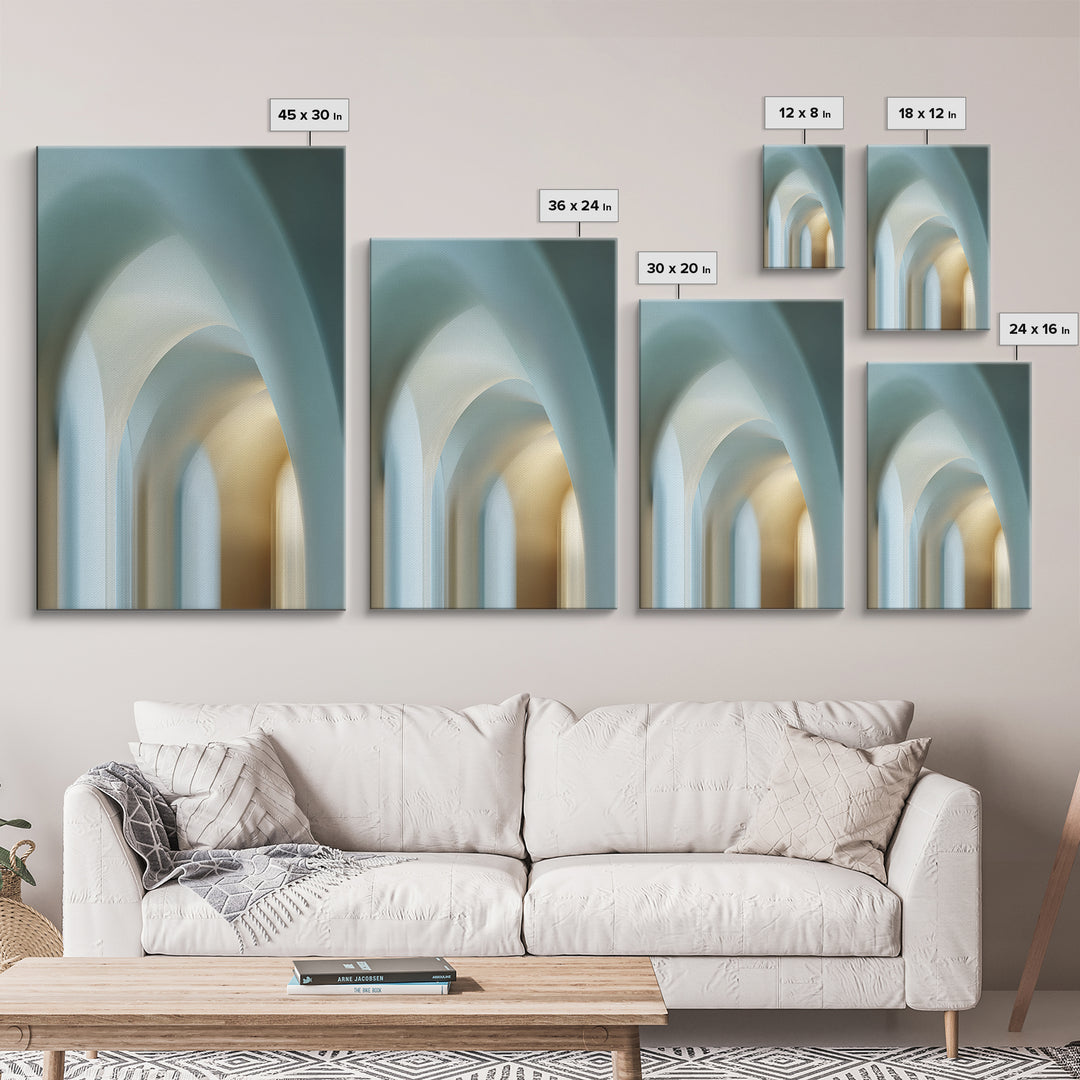 Light Scandinavian Abstract Arches Framed Canvas Print, Dental Office Art, Home Decor, Office Decor, Fine Art, Calm, DOA-2x3-1