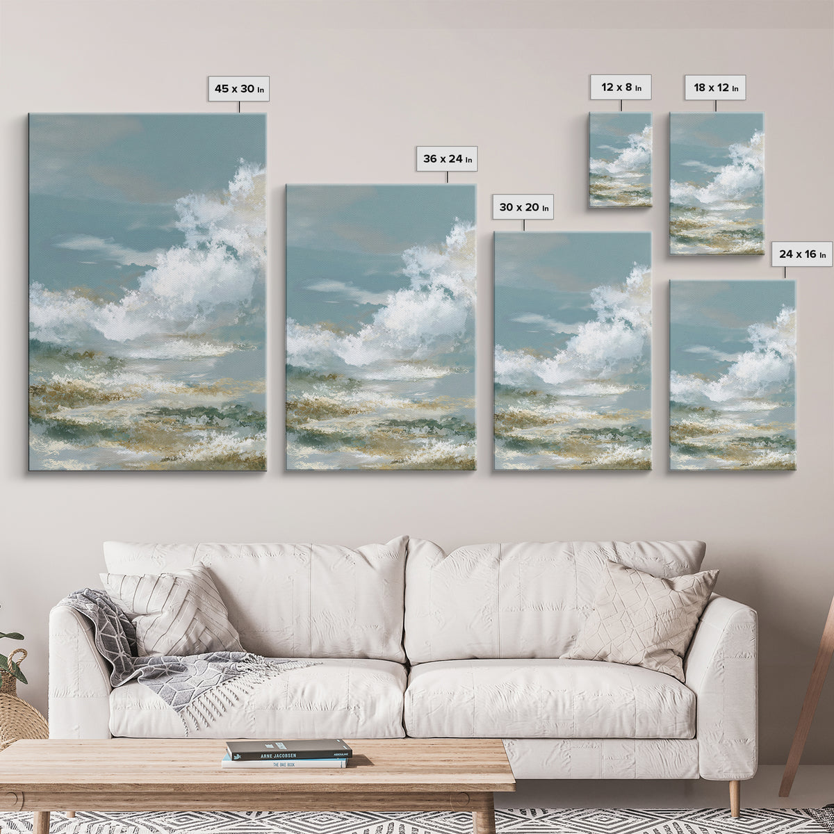 Peaceful Clouds over Open Meadow Framed Canvas Print, Dental Office Art, Modern Decor, Office Decor, Fine Art, Calm, Poster, DOA-2x3-17