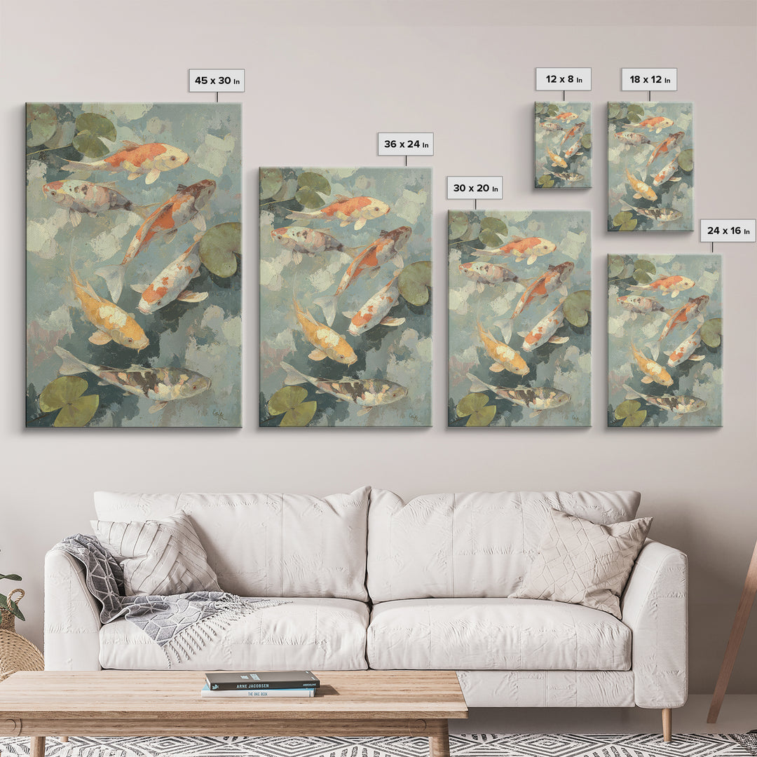 Colorful Fish Swimming Framed Canvas Print, Dental Office Art, Dental Gift, Office Decor, Abstract Art, Calm, DOA-2x3-2
