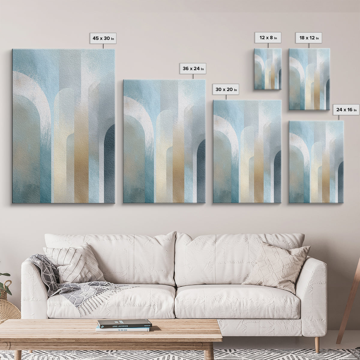 Light Scandinavian Abstract Arches Framed Canvas Print, Dental Office Art, Home Decor, Office Decor, Fine Art, Calm, DOA-2x3-25