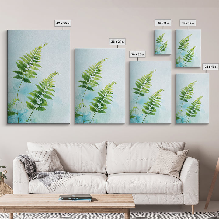 Botanical Fern Study Framed Canvas Print, Dental Office Art, Unique Wall Art, Office Decor, Watercolor Art, Calm, DOA-2x3-3