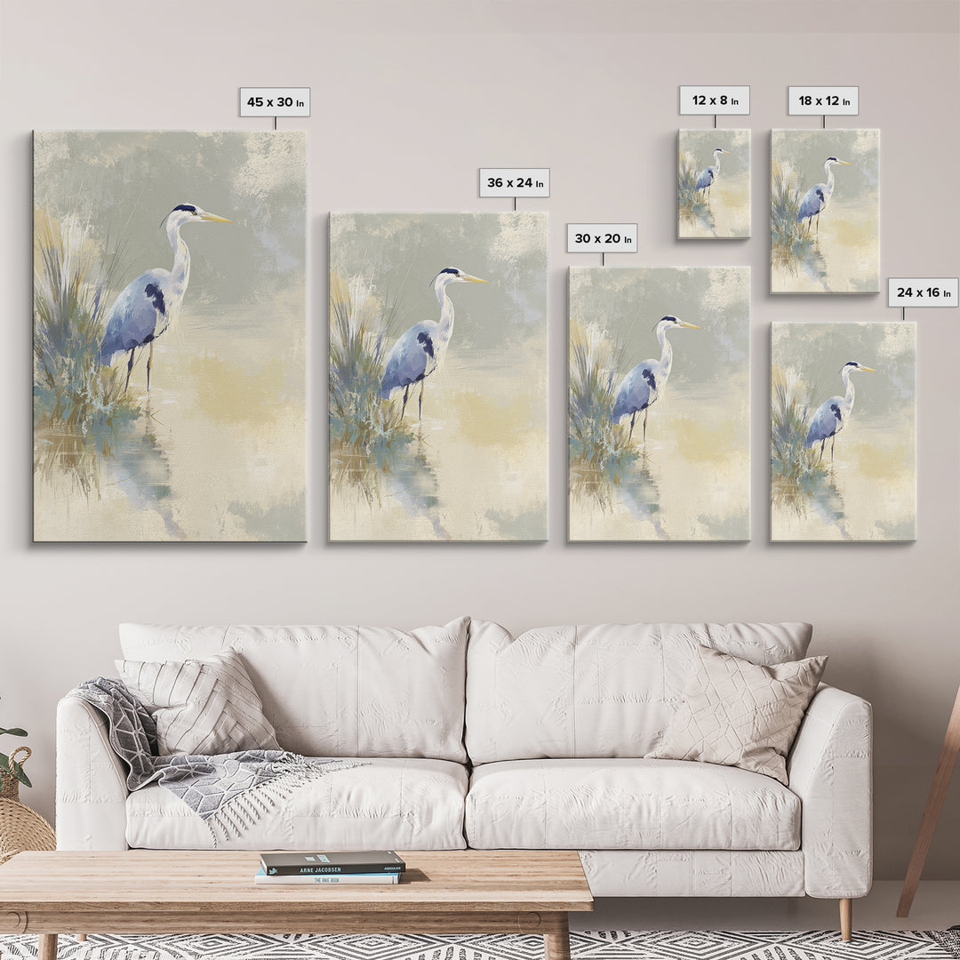Blue Heron by Calm Marsh Water Canvas Print, Dental Office Art, Dental Art, Office Decor, Fine Art, Calm, Dental Gift, DOA-2x3-31