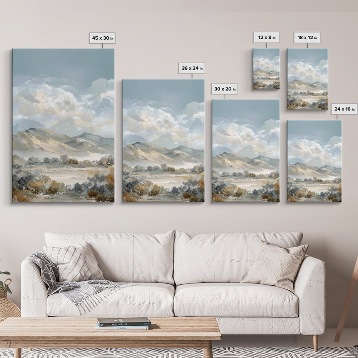 Gentle Mountain Landscape Framed Canvas Print, Dental Office Art, Office Decor, Watercolor Art, Calm, Medical Art, DOA-2x3-36